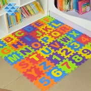 EVA Foam Play Mat, Interlocking Floor Tiles, Educational Baby Activity Puzzle Mat for Toddlers Ages 3+, Thick Soft Non-Toxic Colorful 36-Piece Set, Easy Clean Durable Playroom Flooring
